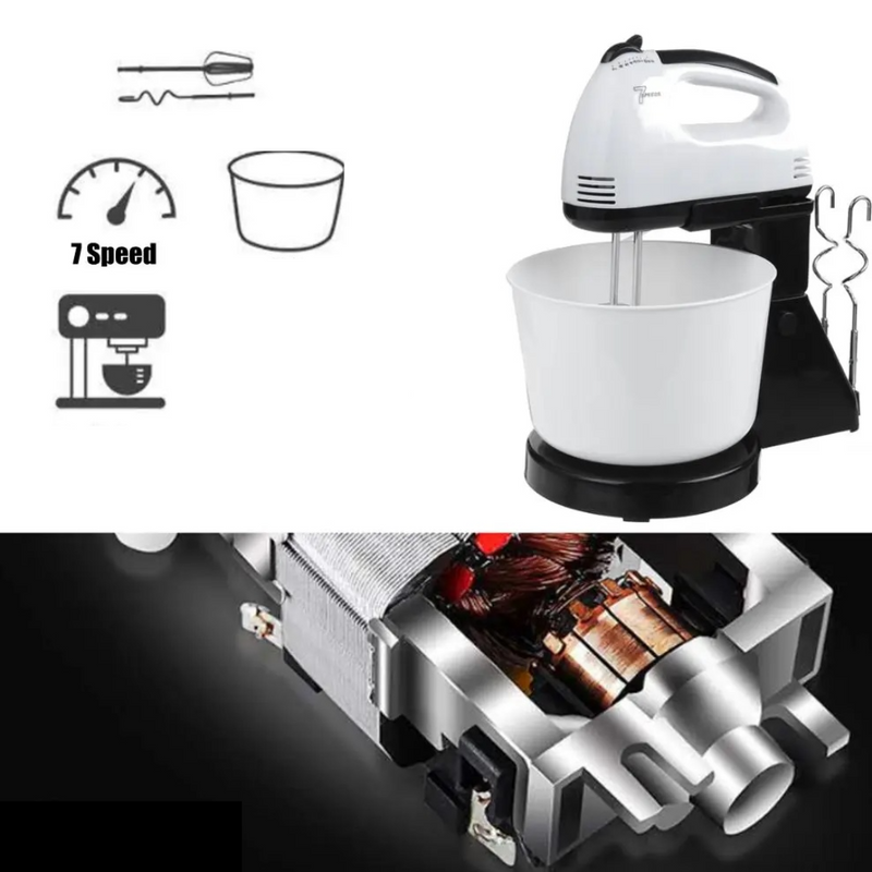 Mixer cu bol, putere 200 W, 2L, 7 trepte de Viteze