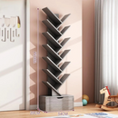 Biblioteca din lemn cu design in forma de copac - Raft organizator 12 niveluri stejar alb MDF