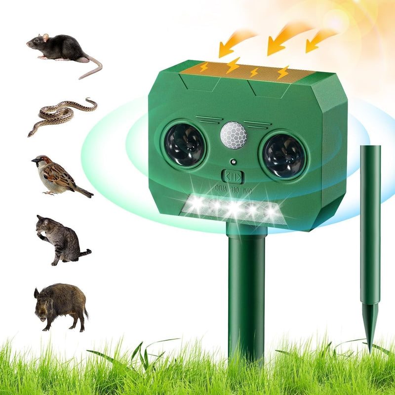 Aparat Solar Dublu Cu Ultrasunete | Dispozitiv Anti-Daunatori cu LED si Senzor PIR