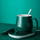 Set Cana Din Ceramica Cu Autoincalzire | Pad Incalzitor Prin Inductie | Cu Lingurita Si Capac | Mentine Temperatura La 55°C