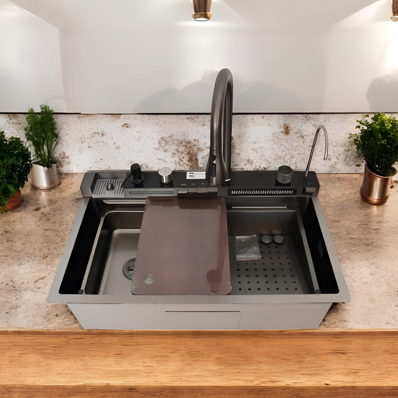 Chiuveta multifunctionala cu 2 cascade cu accesorii incluse, afisaj digital a temperaturii si robinet cascada