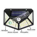 Lampa Solara cu 100 LED-uri si Senzor de Miscare - 600 Lumeni