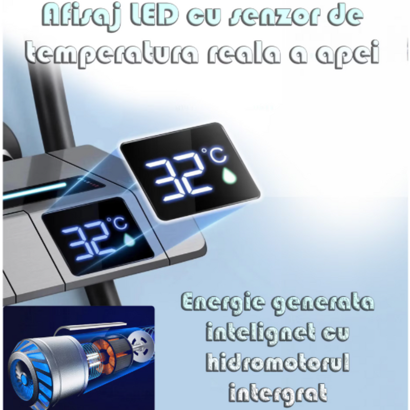 Set De Duș Smart | Afișaj LED + Control Termostatic | 4 Moduri De Pulverizare | Tehnologie Cu Aer