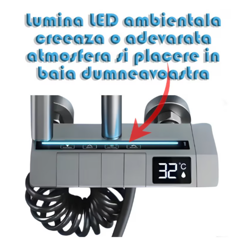 Set De Duș Smart | Afișaj LED + Control Termostatic | 4 Moduri De Pulverizare | Tehnologie Cu Aer