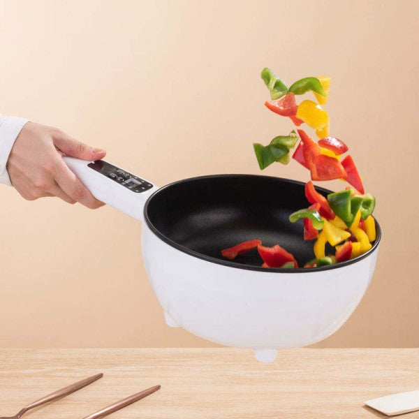 Tigaie si Oala Portabila Electrica Pentru Gatit Fara Aragaz, 2-în-1, cu capac transparent, 26 cm