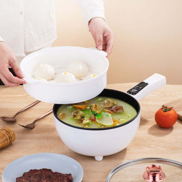 Tigaie si Oala Portabila Electrica Pentru Gatit Fara Aragaz, 2-în-1, cu capac transparent, 26 cm