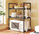 Suport organizator pentru microunde cu 2 rafturi - Raft multifunctional bucatarie cu agatatoare
