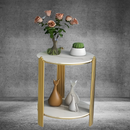 Masa de cafea rotunda cu 2 rafturi si cadru metalic - Design modern pentru living