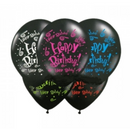 Balon Negru Happy Birthday din Latex Premium - Decoratiuni Elegante Aniversari