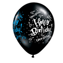 Balon Negru Happy Birthday din Latex Premium - Decoratiuni Elegante Aniversari