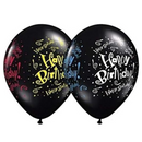 Balon Negru Happy Birthday din Latex Premium - Decoratiuni Elegante Aniversari