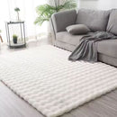 Covor Pufos din Blana Artificiala Design 3D Bubble 180x230cm - Alb Nordic pentru Living si Dormitor