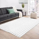 Covor Pufos din Blana Artificiala Design 3D Bubble 180x230cm - Alb Nordic pentru Living si Dormitor