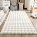 Covor Pufos din Blana Artificiala Design 3D Bubble 180x230cm - Alb Nordic pentru Living si Dormitor