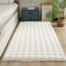 Covor Pufos din Blana Artificiala Design 3D Bubble 180x230cm - Alb Nordic pentru Living si Dormitor
