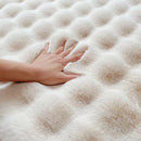 Covor Pufos din Blana Artificiala Design 3D Bubble 180x230cm - Alb Nordic pentru Living si Dormitor