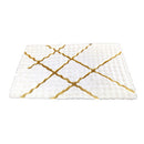 Covor Premium Blana Artificiala 3D Bubble 120x180cm - Design Alb cu Dungi Aurii