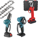 SET Foarfeca Electrica Gradina + Mini Drujba Electrica Portabila 6 inch cu  + 4 Acumulatori si 2 Lanturi 6 inch