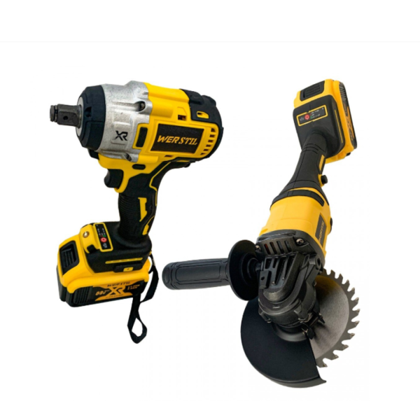 Werstil Trusa Scule | Pistol De Impact 320 Nm + Polizor Unghiular | 2 Acumulatori