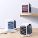 Mini Aer Conditionat Portabil 4 in 1 - Ventilator, Umidificator, Purificator cu LED, USB, Ultra Silentios