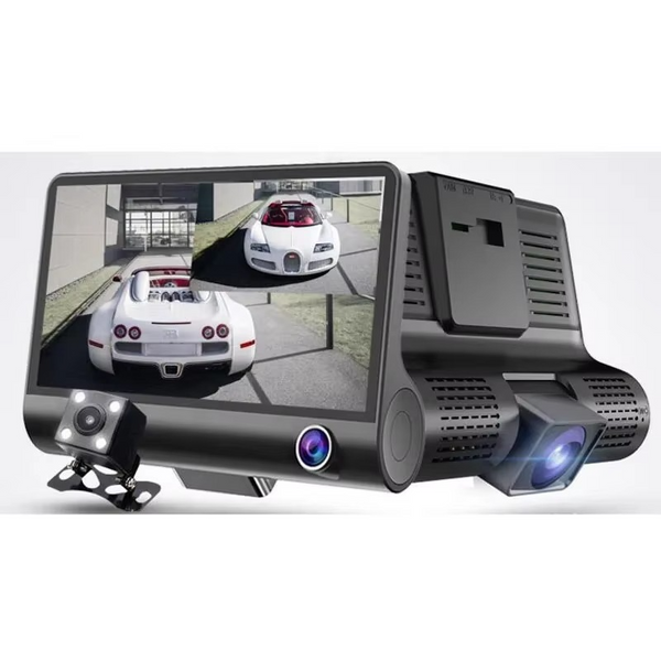 Camera Auto 3 In 1 | Fata + Interior + Spate | Full HD 1080p, Ecran 4 Inch, Senzor Miscare