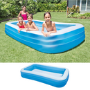 Piscina Gonflabila 3 Inele 180cm - Albastra, Rezistenta PVC, Pentru Intreaga Familie