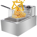 Friteuza Electrica Profesionala 6L, Inox, 2500W – Termostat Reglabil, Capac Antistropire