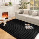 Covor Blana Artificiala Design 3D Bubble Nordic 180x230cm - Moale si Pufos pentru Living si Dormitor, Negru