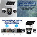 Camera Supraveghere Solara 4G cu 3 Lentile, Rotire Automata, Urmarire Inteligenta, Night Vision Color,  Control Telefon V380 Pro