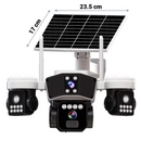Camera Supraveghere Solara 4G cu 3 Lentile, Rotire Automata, Urmarire Inteligenta, Night Vision Color,  Control Telefon V380 Pro