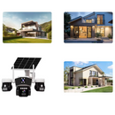 Camera Supraveghere Solara WIFI cu 3 Lentile, Rotire Automata, Urmarire Inteligenta, Night Vision Color,  Control Telefon V380 Pro
