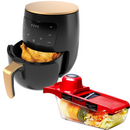 Pachet Economic Bucatarie – Air Fryer 6L 2400W Friteuza fara Ulei cu Display Digital + Razatoare 6 in 1 pentru Legume si Fructe cu Recipient