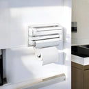 Suport perete triplu dispenser bucatarie - rola prosoape hartie, folie alimentara si aluminiu