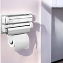 Suport perete triplu dispenser bucatarie - rola prosoape hartie, folie alimentara si aluminiu