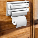 Suport perete triplu dispenser bucatarie - rola prosoape hartie, folie alimentara si aluminiu