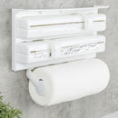 Suport perete triplu dispenser bucatarie - rola prosoape hartie, folie alimentara si aluminiu
