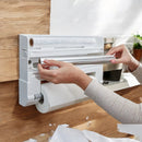 Suport perete triplu dispenser bucatarie - rola prosoape hartie, folie alimentara si aluminiu