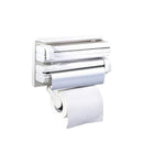 Suport perete triplu dispenser bucatarie - rola prosoape hartie, folie alimentara si aluminiu