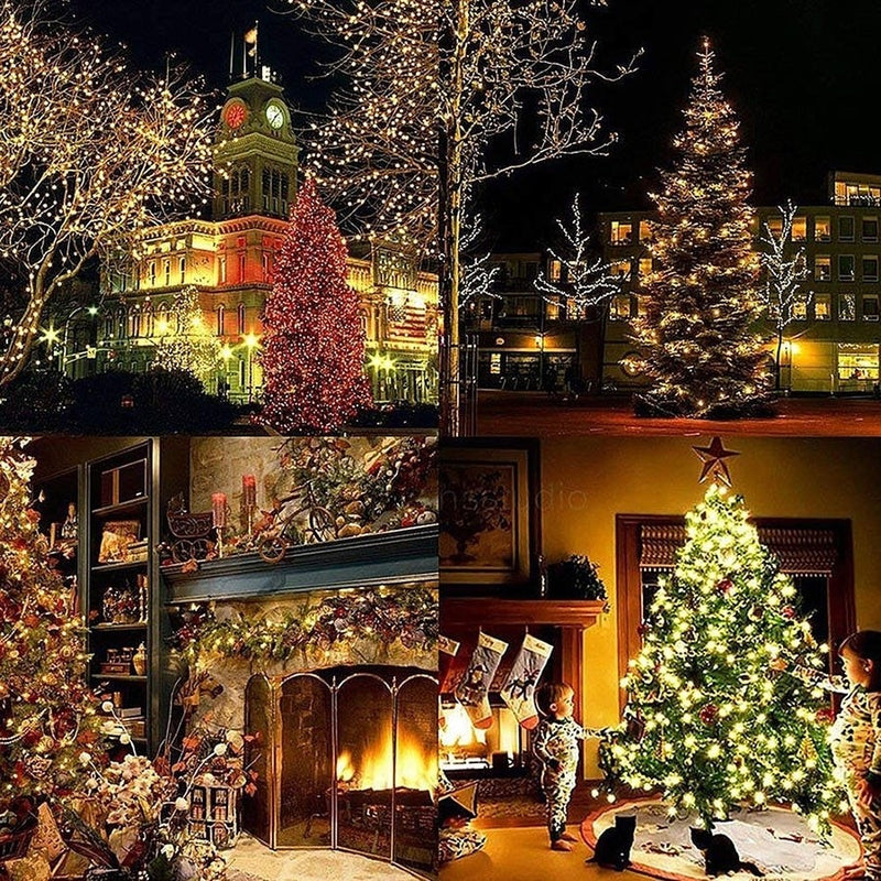 Instalatie De Craciun Tip Rola | 100 m | LED Alb Cald | 8 Moduri De Lumini | IP44 | Interior/Exterior Protejat