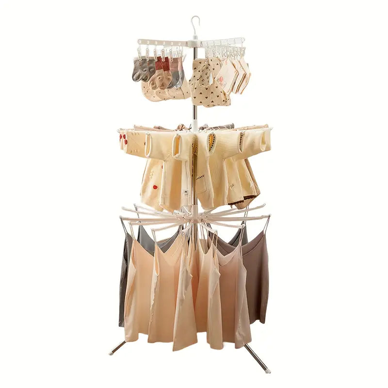 Uscator De Rufe Vertical Cu 3 Nivele | Pliabil | 170 cm | Brate Rotative + 24 Carlige | Interior/Exterior | Economisire Spatiu