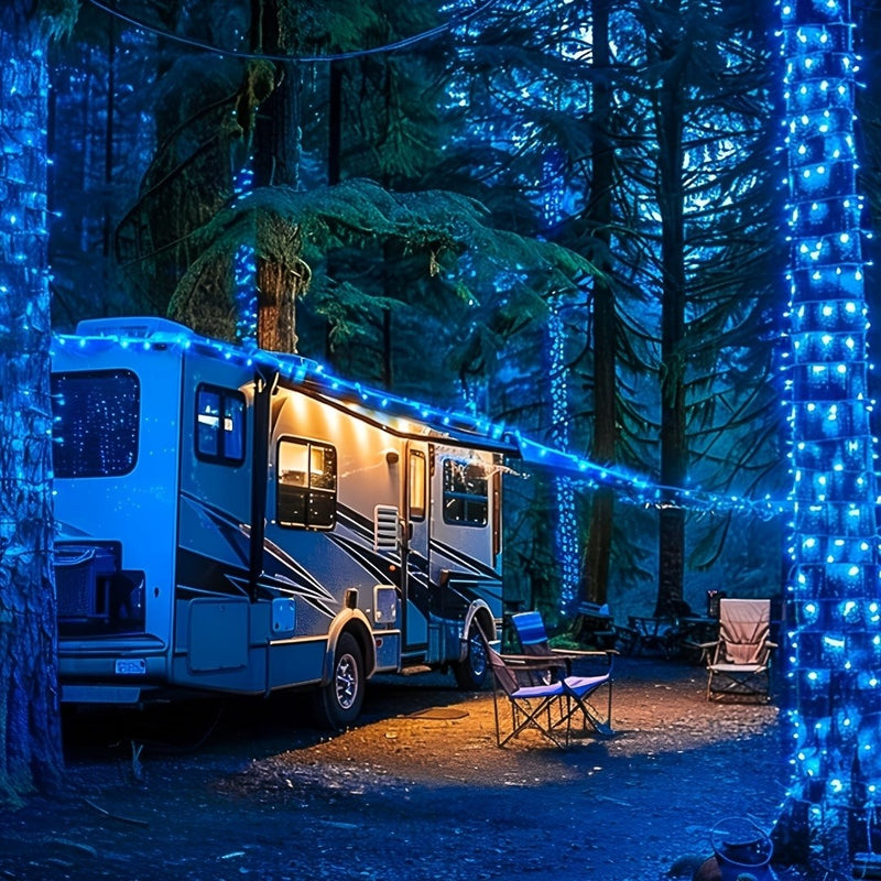 Instalatie Pe Rola 100m LED Albastru | 500 LED-uri Puternice | 8 Modele Luminoase | IP44