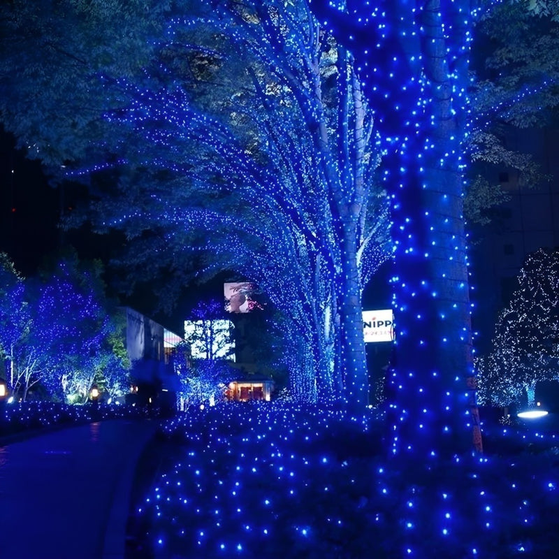 Instalatie Pe Rola 100m LED Albastru | 500 LED-uri Puternice | 8 Modele Luminoase | IP44