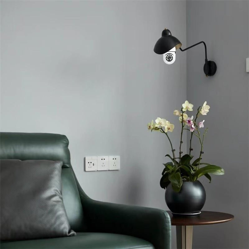 Camera WiFi Tip Bec 355° Full HD cu Unghi Panoramic, Senzor de Mișcare și Funcție Audio Bidirecțională