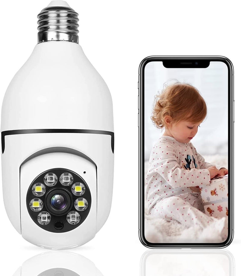 Camera WiFi Tip Bec 355° Full HD cu Unghi Panoramic, Senzor de Mișcare și Funcție Audio Bidirecțională