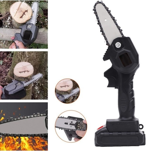 Mini Drujba Cu Lant Fara Fir | Lama 6 Inch, 2 Acumulatori 24V + 2 Lanturi