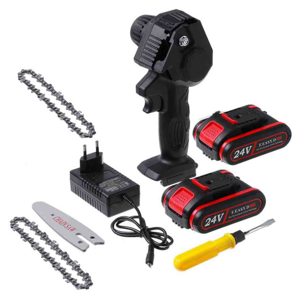 Mini Drujba Cu Lant Fara Fir | Lama 6 Inch, 2 Acumulatori 24V + 2 Lanturi