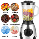 Blender Electric 2 in 1 Cu Rasnita | 1.5L | 650W | 5 Viteze + Functie Pulse | Lame Inox | Mixare, Smoothie, Maruntire Gheata