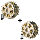 Set 2 Instalatii LED Craciun 100m | Alb Cald | 500 LED-uri Cu Efecte Luminoase | Interior/Exterior
