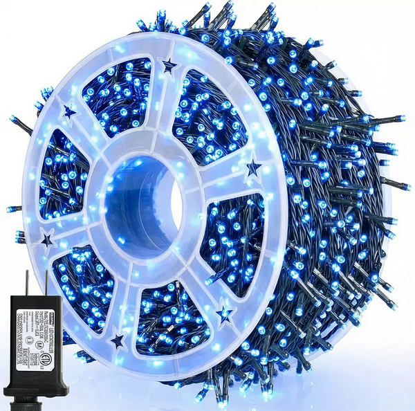 Instalatie Pe Rola 100m LED Albastru | 500 LED-uri Puternice | 8 Modele Luminoase | IP44