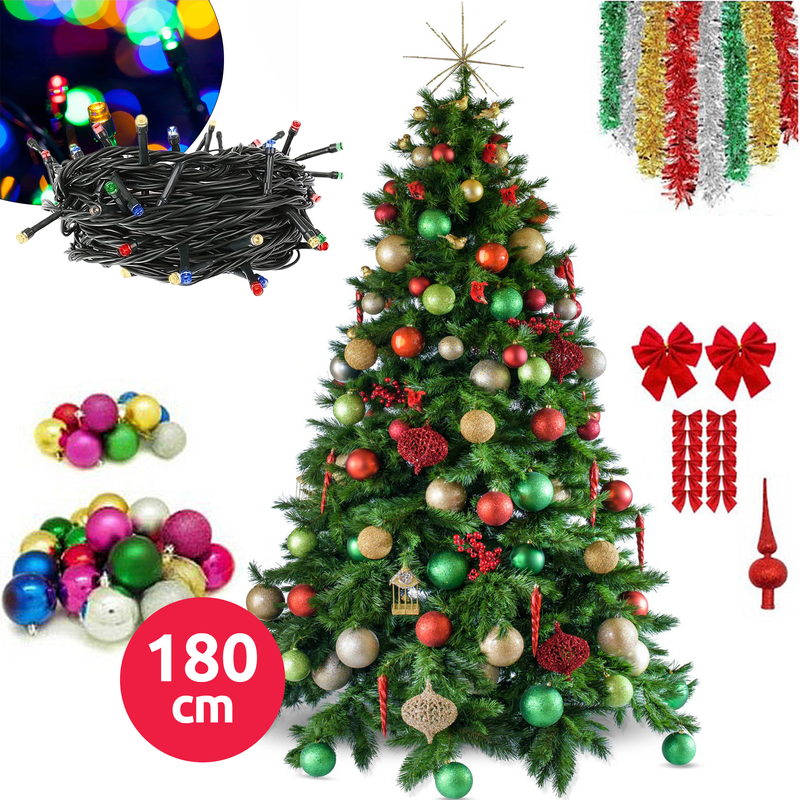 Brad de Craciun 180cm + Set complet accesorii pentru impodobit